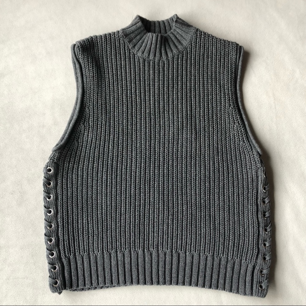Autumn Cashmere Kids ~ Sleeveless Knit Vest ~ Girls Size 14 ~ Grey